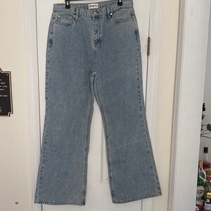 Princess Polly Light Blue Flare Jeans